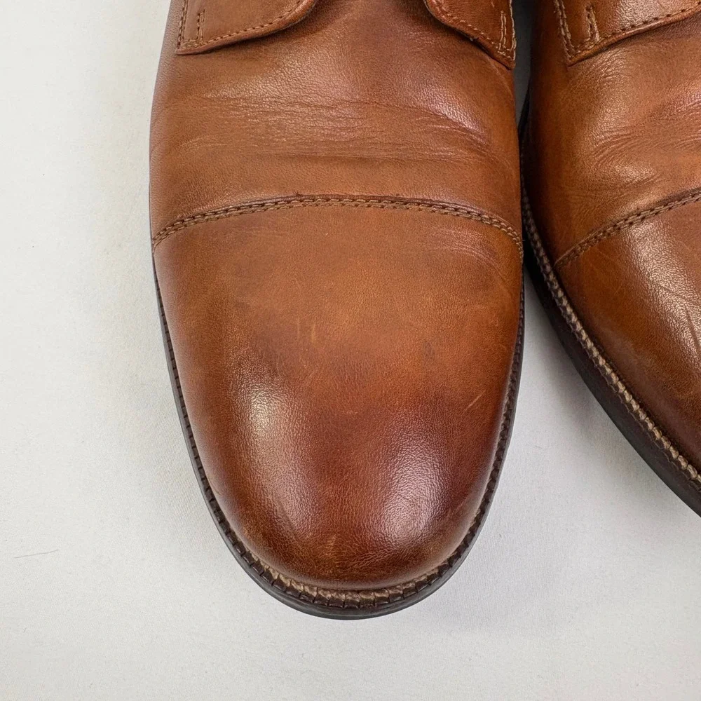 Cole Haan Mens Benton Cap Toe British Tan Leather Derby Oxford Shoes Size 11 M